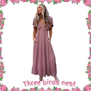 NWT Boho Three birds Nest maxi dress dusty rose size small